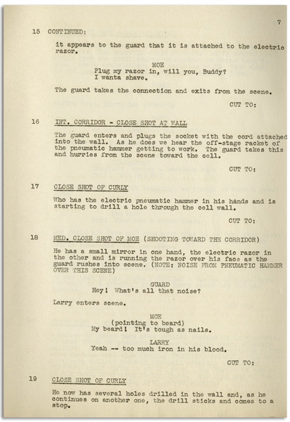 Moe Howard's 33pp. Script Dated January 1937 for The Three Stooges Film ''3 Dumb Clucks'' -- Very Good Plus Condition